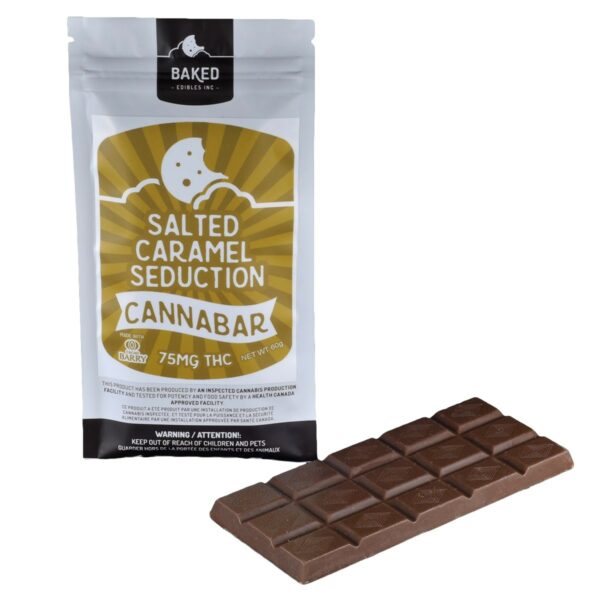 Baked Edibles – Chocolate Bar – Salted Caramel Seduction 75mg THC | Canada Wide Weed Shop