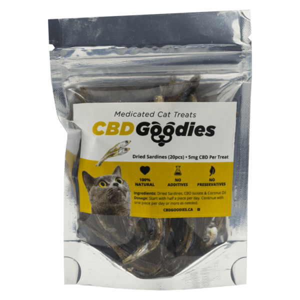 CBD Goodies – Medicated Cat Treats – Dried Sardines – 100mg CBD | Canada Wide Weed Shop