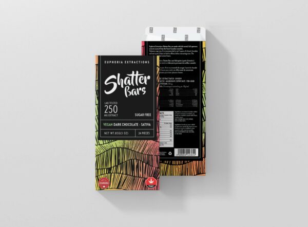 Euphoria Extractions – Shatter Bars – Vegan Dark Chocolate (Sugar Free) – Sativa – 250mg THC | Canada Wide Weed Shop