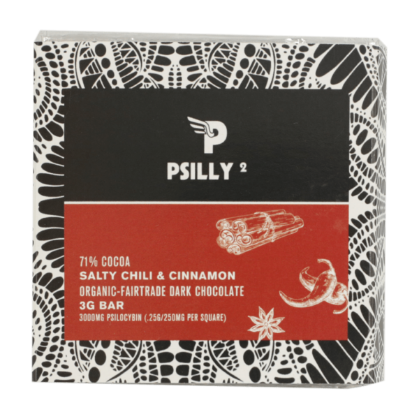 Psilly – Dark Chocolate Bar – Salty Chili & Cinnamon | Canada Wide Weed Shop