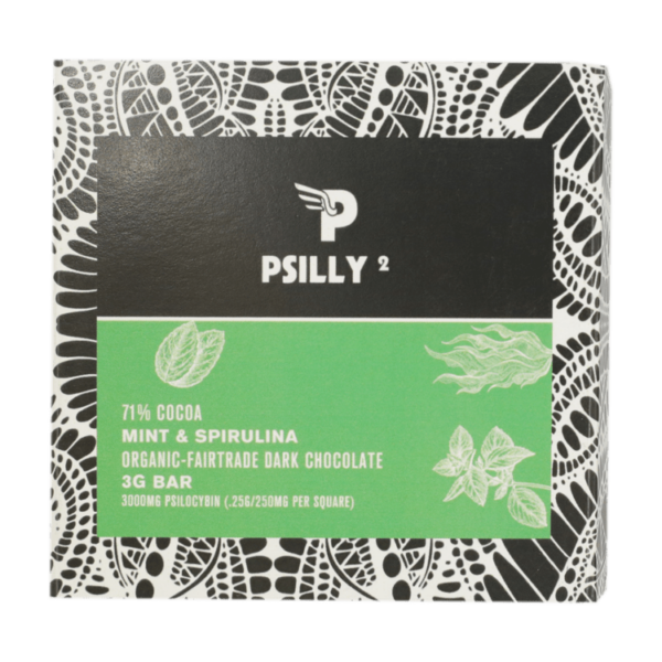 Psilly – Dark Chocolate Bar – Mint & Spirulina | Canada Wide Weed Shop