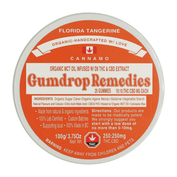 Gumdrop Remedies – Florida Tangerine 1:1 Gummies – 250mg THC/250mg CBD | Canada Wide Weed Shop