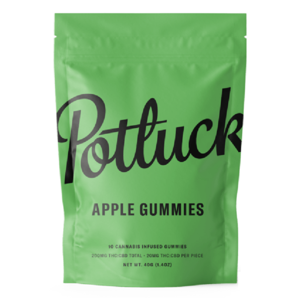 Potluck Extracts – Apple Gummies (1:1) – 100mg THC / 100mg CBD | Canada Wide Weed Shop