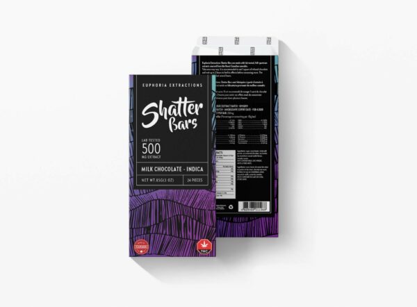 Euphoria Extractions – 500mg Shatter Bars – Milk Chocolate (Indica) | Canada Wide Weed Shop